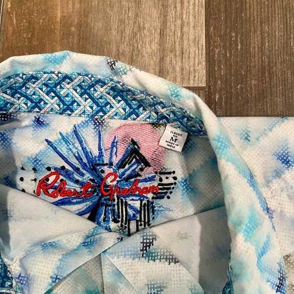 Robert Graham Abstract-Print Cotton Shirt Flip Cuff Size Medium - Picture 5 of 10